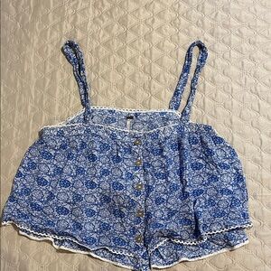 Free people Blue Floral Strap Top